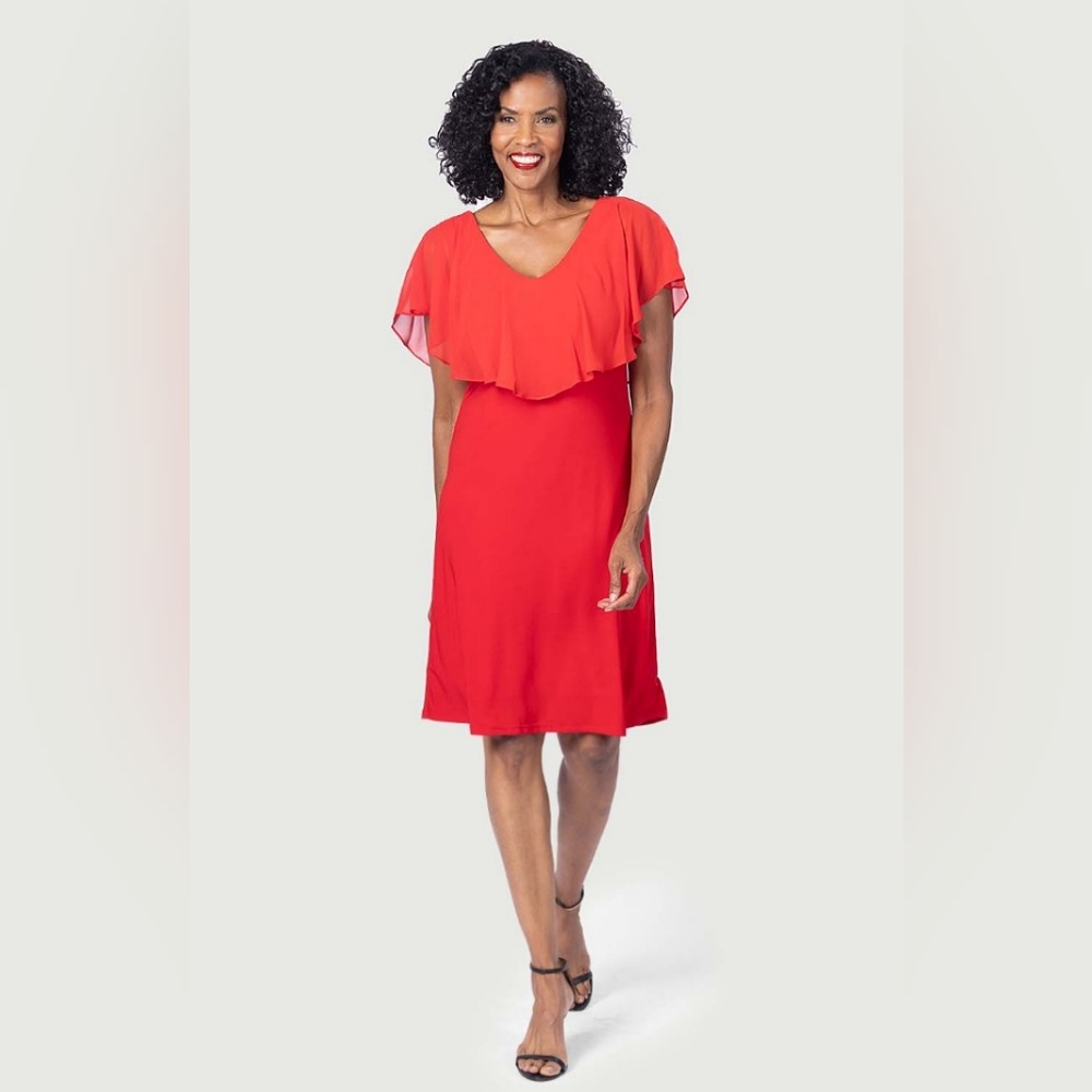 Tank Dress with Ruffled Chiffon Neckline